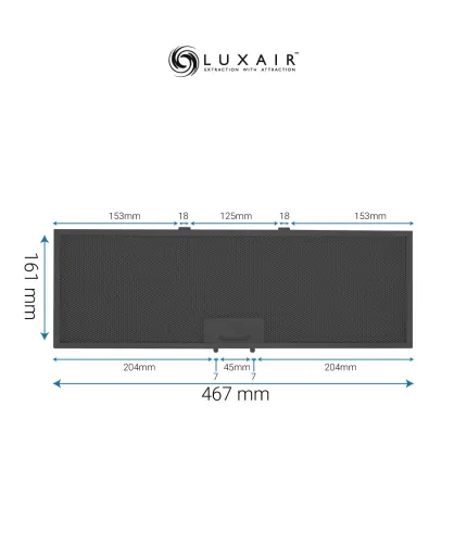 Black Metal Grease Filter 161mm x 467mm